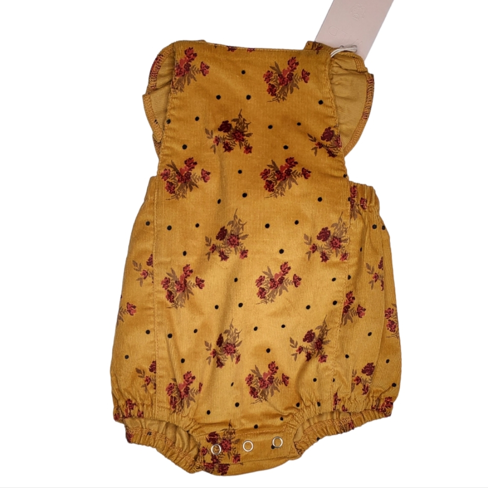 Floral Mustard Baby Romper